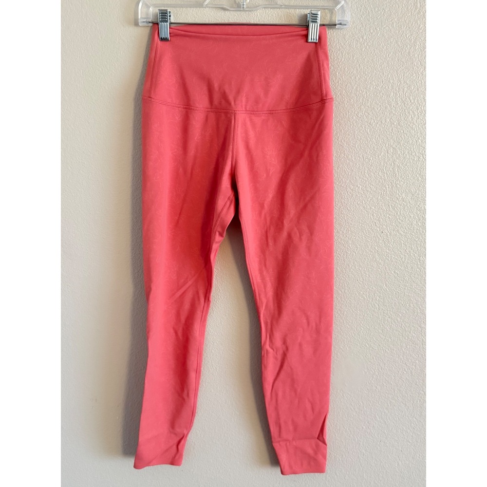 Tavi Noir Womens High Waisted Floral Jacquard Leggings Coral Pink Size M